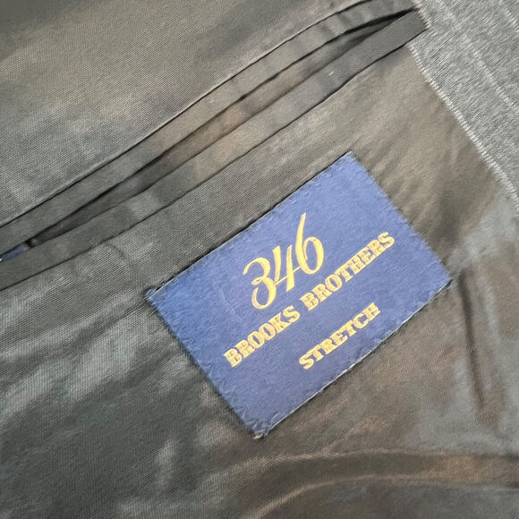 Brooks Brothers 346 Blazer Mens 48R Grey Pinstripe Two Button Wool Sport Coat - Picture 8 of 15